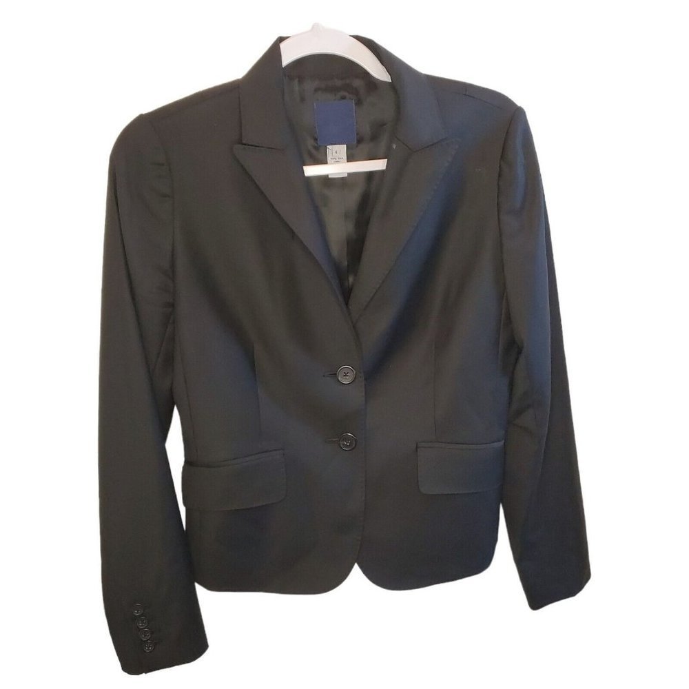 Y2K J. Crew Women's Black Super 120's 100% Wool Blazer Jacket 2 Button Size 4